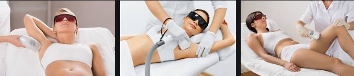 A woman having IPL Hair Reduction Laser Hair Removal on her under arms.